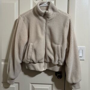 Aeropostale Cream Teddy Sherpa Zip-Up Jacket size small